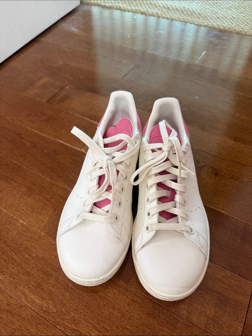 Adidas Women’s Stan Smith Sneakers with Pink Tongue